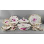 An extensive Royal Copenhagen porcelain part dinner service, late 19th century, painted in puce with