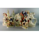 A pair of Staffordshire figure groups of Sir George Brown and General Pelissier, 19th century,