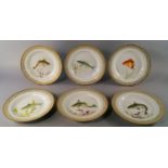 A set of seven Royal Copenhagen Flora Danica dinner plates, 20th century, each painted with fish,