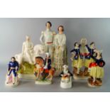 A Staffordshire pottery figure group of the Princess Royal and Frederick of Prussia, 19th century,