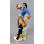 A Continental porcelain figure of a Gentleman, possibly Il Capitano from the Commedia del Arte, late