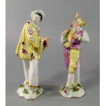 Two Continental porcelain models of Punchinello and Clown from the Commedia dell Arte,