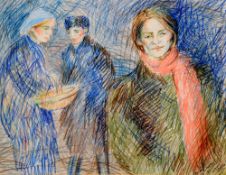 LINDA BEATTIE (20th century) British
Three Faces of Russia
Pastel
Signed and dated
36 x 29 cm,