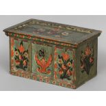 A 19th century Scandinavian painted pine casket
Decorated with floral sprays, the interior