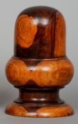 A late 18th century lignum vitae string box
Of acorn form.  17.5 cm high. CONDITION REPORTS: Some