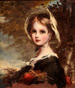 ENLGISH SCHOOL (19th century)
Portrait of a Young Girl Wearing a Bonnet
Oil on panel
25 x 30 cm,