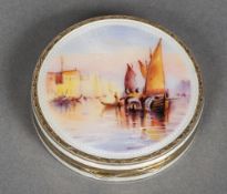 A silver and enamel decorated compact, stamped 925, import  mark for London 1929, sponsors mark of