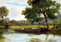 THOMAS PYNE (1843-1935) British
Barges on the River Stour
Oil on board
Signed
34.5 x 24.5 cm, framed