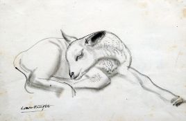 *AR DAME LAURA KNIGHT (1877-1970) British
Two Barbary Lambs; and Barbary Lamb
Pencil
Signed, old