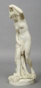PIETRO FRANCHI (19th century) Italian
Nude Female Figure, loosely covering her modesty
White marble,