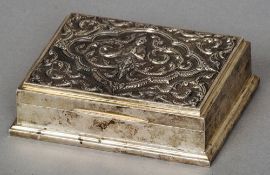 An early 20th century Thai Sterling silver cigarette box
Of stepped rectangular form, the hinged lid
