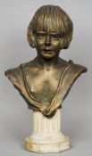 ANNA SEMENOVA (SEMENOFF) (1888-1977) 
Bust of a Young Girl, with one revealed nipple
Plaster,