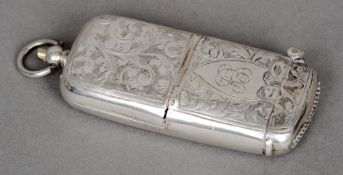 A George V silver combination vesta sovereign case, hallmarked Birmingham 1912, maker's mark of TH