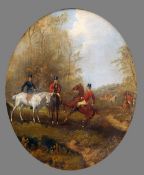 ENGLISH SCHOOL (19th century)
Huntsmen on Horseback
Oil on canvas laid on board
Each 32.5 cm wide,