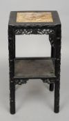 A late 19th/early 20th century Chinese marble topped carved hardwood side table
The marble inset