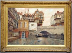 JAMES LAWSON STEWART (flourished 1883-1889) British
Old London Bridge
Watercolour
Signed 
99 x 64 cm