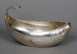 A Christofle Gallia silver plated sauceboat  modelled as a fish, stamp mark and numbered 6093
16