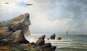 C. HADDEN (19th century)
Shipping Off a Rocky Point; and another, possibly by the same hand 
Oil