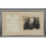 A letter of thanks signed by Prime Minister Harold Wilson
Together with a signed photograph, both