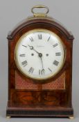 A 19th century mahogany cased eight day bracket clock
The circular 8 inch white painted dial