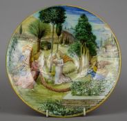 An Italian maiolica dish by Cantagalli
Decorated with angel gathering flowers in a heavenly