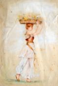 CONTINENTAL SCHOOL (19th century)
Young Grecian Woman Carrying a Basket of Flowers
Watercolour and