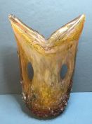 A 20th century twin handled Art glass vase, possibly Continental
With flared rim, integral handles