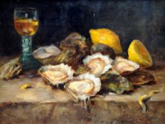 E.V. WELTZIEN (19th century) Continental
Still Life of Oysters
Oil on board
Signed
48.5 x 37.5 cm,