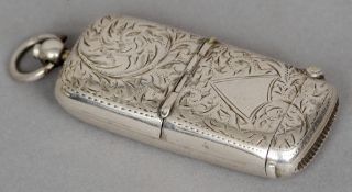 An Edwardian silver combination vesta sovereign case, hallmarked Birmingham 1901, maker's mark of WT