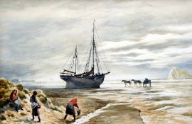 *AR W.G.D. HILL (1909-1994) British
Unloading the Catch; and Beached Vessel Near Whitby
Watercolours