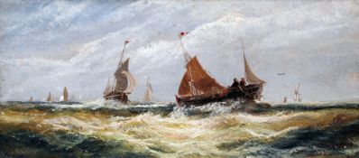 WILLIAM MATTHEW HALES (1849-1929) British
Shipping in Choppy Waters
Oils on board
37 x 17 cm,