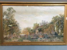 ENGLISH SCHOOL (19th/20th century)
Churchyard
Watercolour and bodycolour
65 x 38 cms, framed and