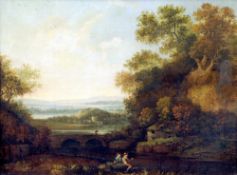 ENGLISH SCHOOL (17th/18th century)
Figures Resting in an Extensive River Landscape
Oil on canvas