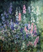 EVA BARWELL (20th century) British
Larkspurs
Oil on canvas
49.5 x 60 cm, framed CONDITION REPORTS: