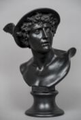 A large Wedgwood basalt bust of Mercury
Impressed with title and Wedgwood to reverse, mounted on a