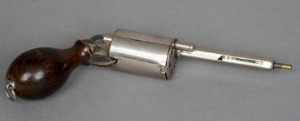 A late 19th/early 20th century novelty propelling pencil, modelled as a revolver, possibly German