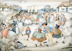 *AR PATIENCE ARNOLD (1901-1992) British
Villagers Dancing
Watercolour
Signed and dated 1943
45 x