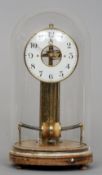 A late 19th/early 20th century Bulle patent electric mantel clock under glass dome
41 cm high.
