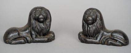 A pair of 19th century cast iron models of lions
Each modelled recumbent.  Each 18 cm wide.  (2)