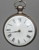 A George III silver cased pocket watch by R. Ganthony, London
The white enamelled dial with Roman