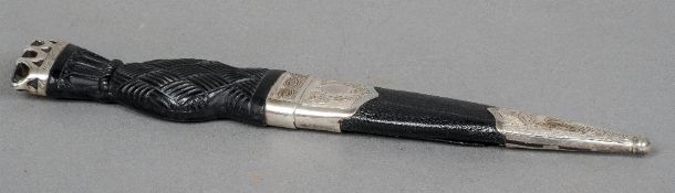 A Scottish silver  mounted dirk, hallmarks indistinct
Of typical form, the handle stone set,.  18.75