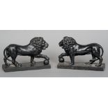 A pair of 19th century cast iron lion form door stops
Each naturalistically modelled with one