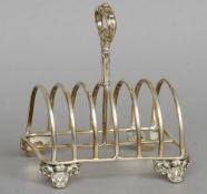 A Victorian silver toastrack, hallmarked Birmingham 1845, maker's mark of Robinson, Edkins & Aston