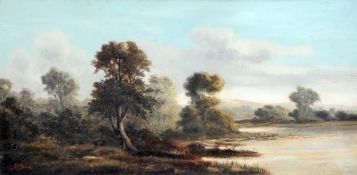 ADA STONE (19th/20th century) British
River Landscape
Oil on canvas
Signed
59.5 x 30 cm, framed