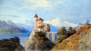 EDGAR E. WEST (19th century) British
Monastery in Mountainous Landscape
Watercolour
Signed
49.5 x