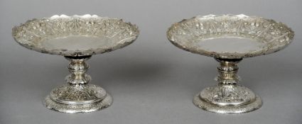 A pair of Victorian silver tazza, hallmarked London 1887, maker's mark of Richard Martin &