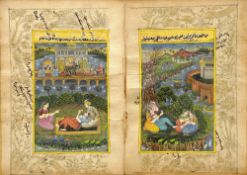 PERSIAN SCHOOL (18th/19th century)
Figures in Traditional Costume in Riverside Landscapes,