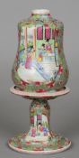 A late 19th/early 20th century Canton style porcelain night light, possibly Sampson The pedestal