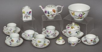 A quantity of 19th century Meissen porcelain tea wares
Including a bullet teapot, a tea canister,