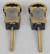 A pair of 19th century coach lamps, possibly for the interior
The domed pressed brass top above